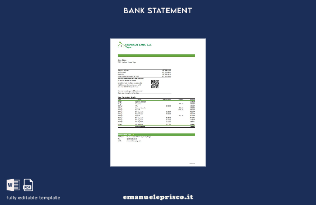 stile verificato Modello Excel di estratto conto finanziario del Togo